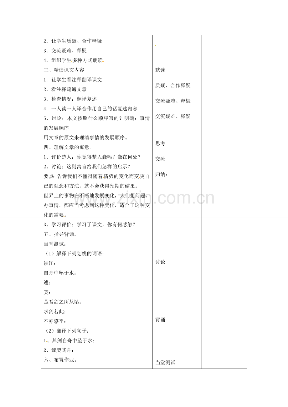 江苏省泗阳县新袁中学七年级语文上册《第一单元 第五课 古代寓言二则》教案2 苏教版.doc_第2页