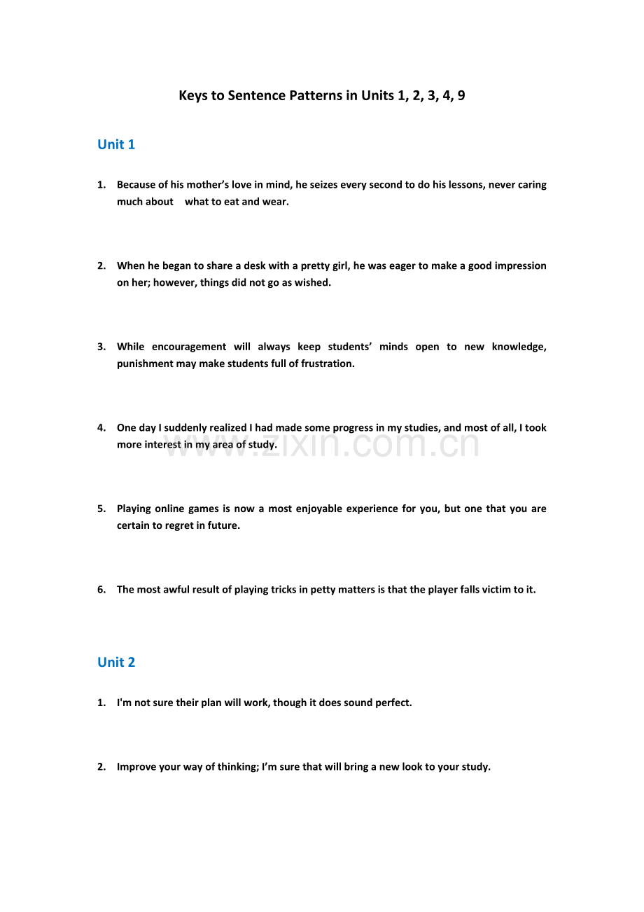 keystoSentencePatterns-U1deng.doc_第1页