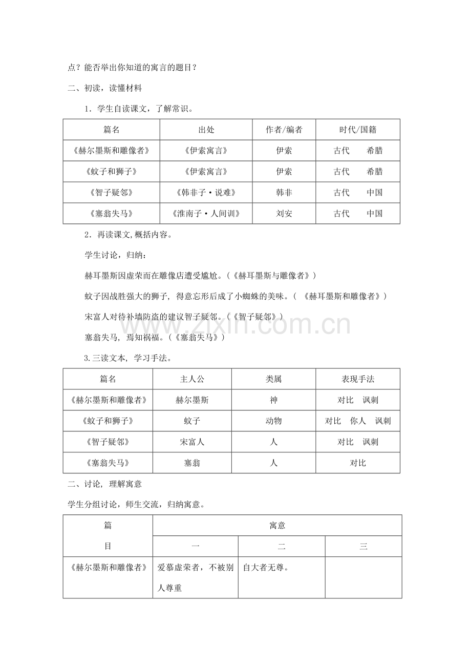 七年级语文上册 30《寓言四则》教学设计 （新版）新人教版-（新版）新人教版初中七年级上册语文教案.doc_第2页