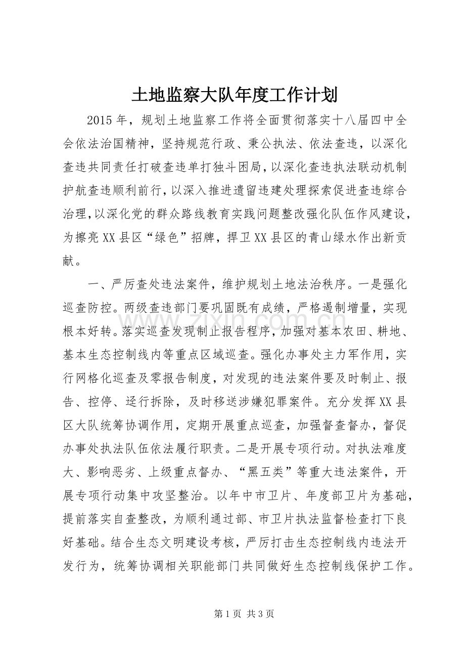 土地监察大队年度工作计划.docx_第1页