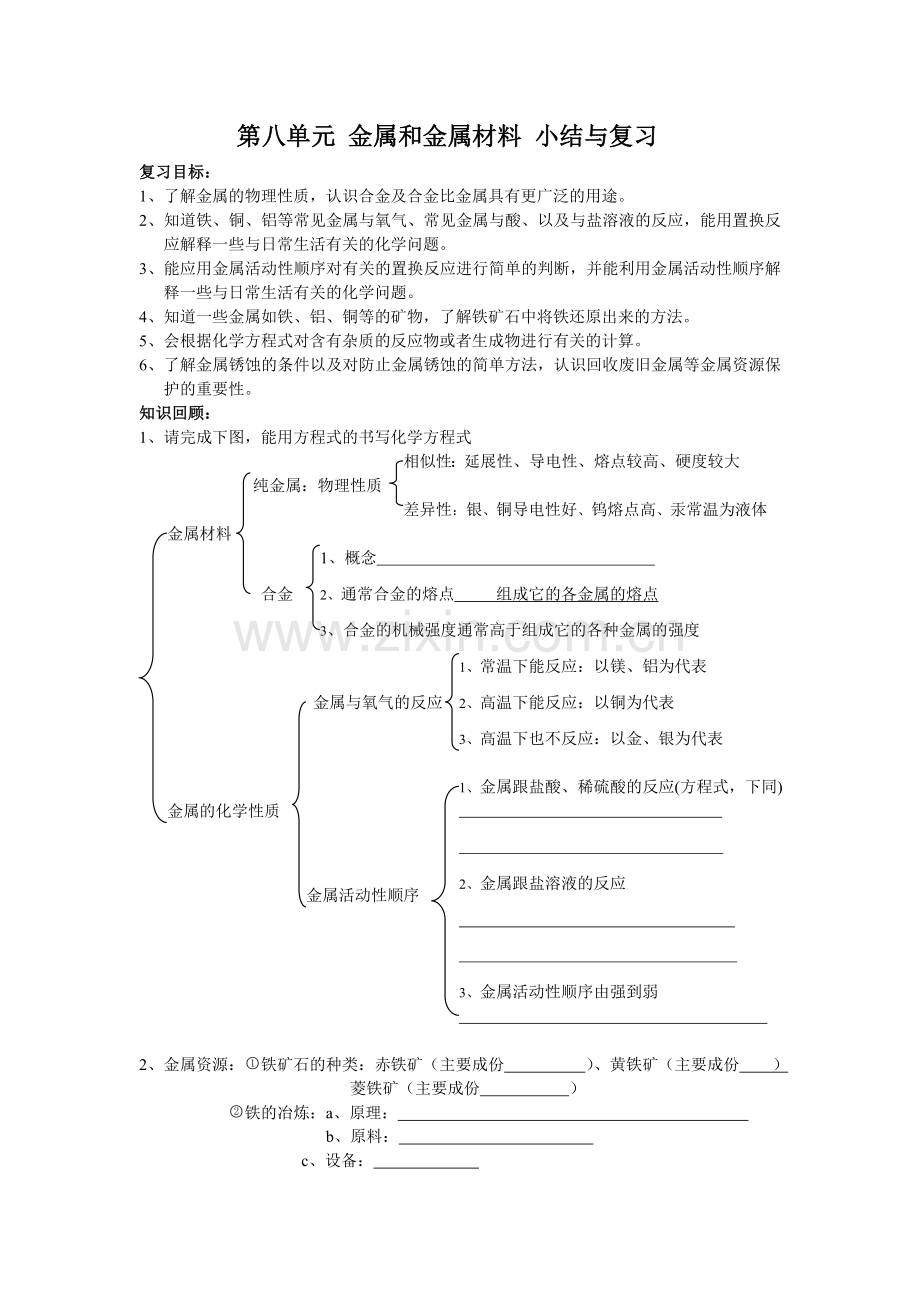 第八单元金属和金属材料小结与复习导学案.doc_第1页