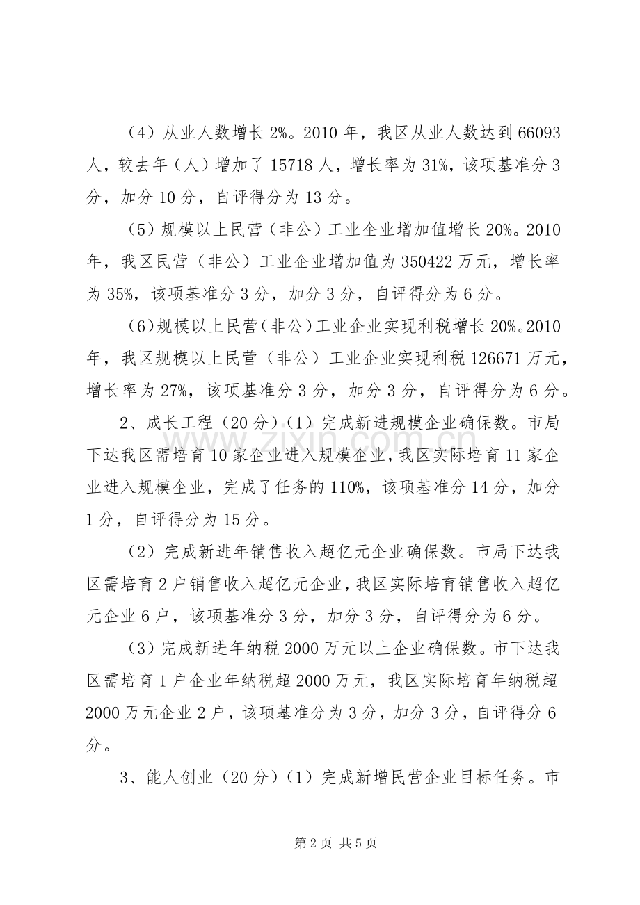开发区发展规划局民营企业工作年度考评自评报告 .docx_第2页