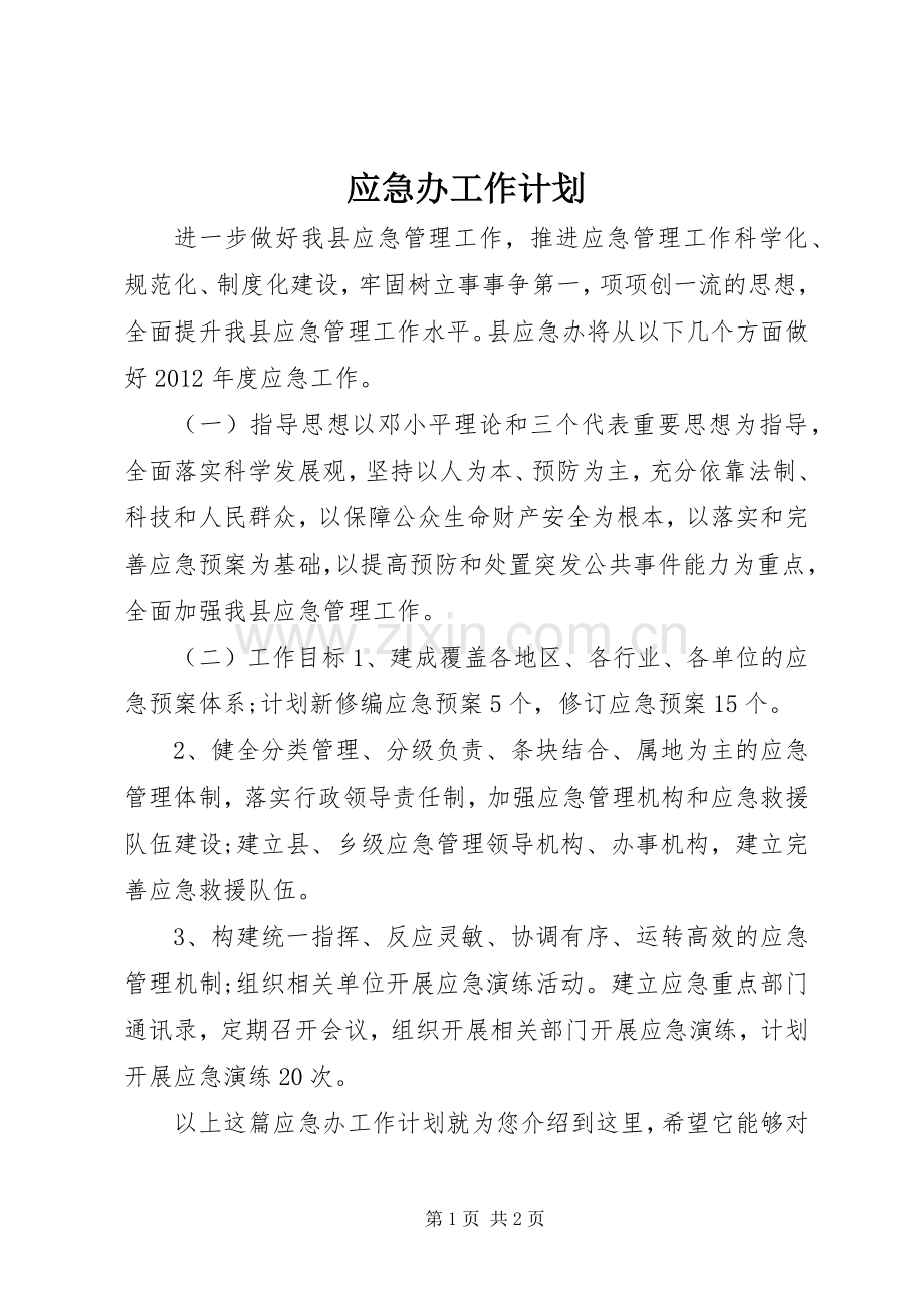 应急办工作计划.docx_第1页