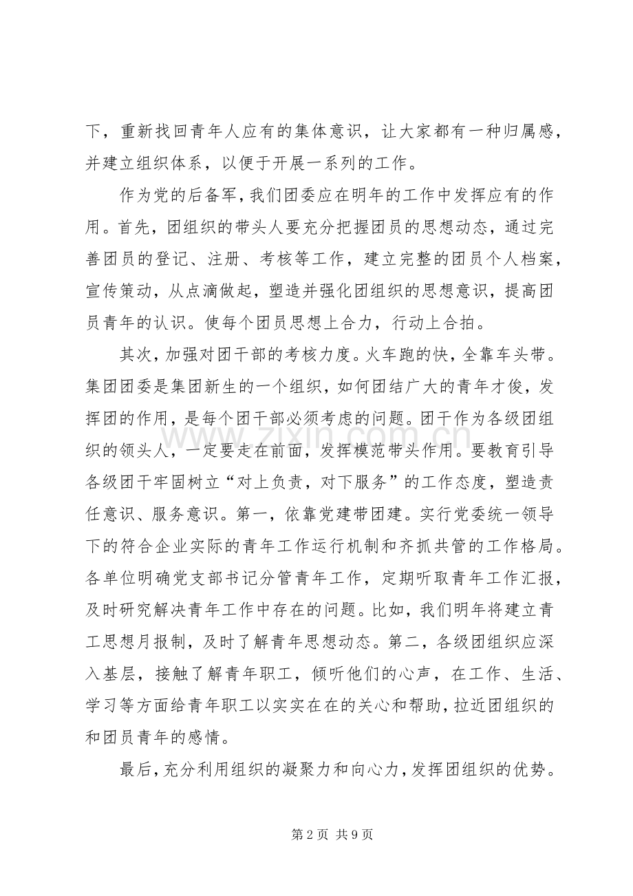 公司集团共青团委员会年工作计划 .docx_第2页