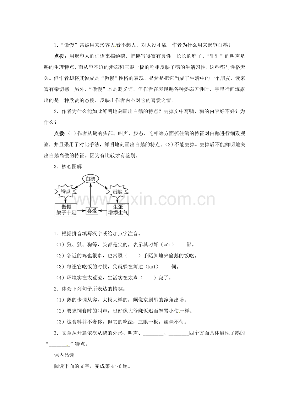 原（秋季版）七年级语文下册 第一单元 3 白鹅教案2 语文版-语文版初中七年级下册语文教案.doc_第2页