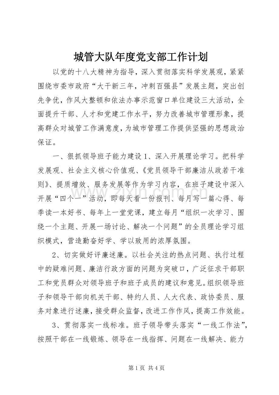 城管大队年度党支部工作计划.docx_第1页