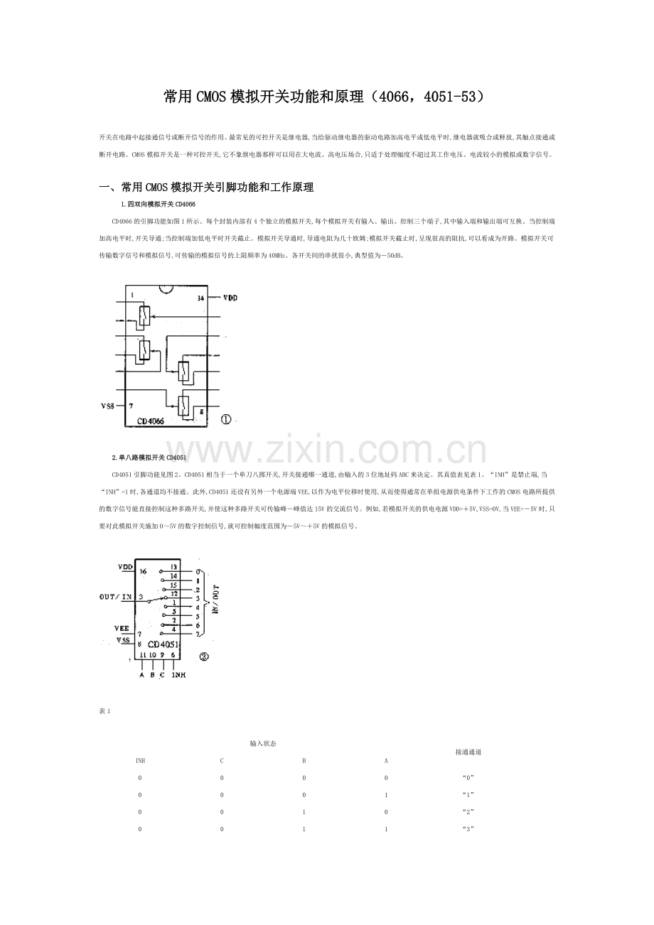 常用CMOS模拟开关功能和原理.doc_第1页