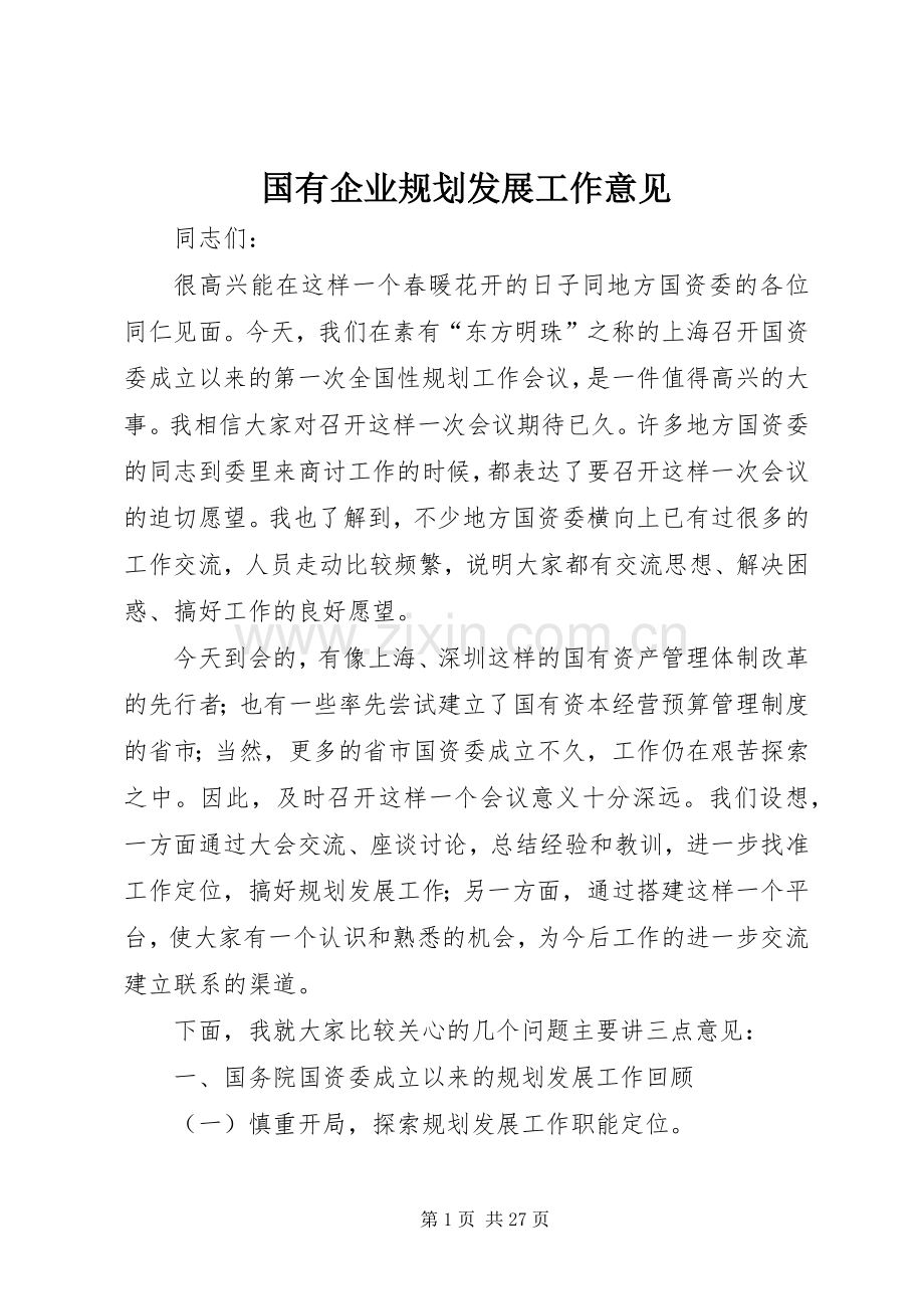 国有企业规划发展工作意见.docx_第1页