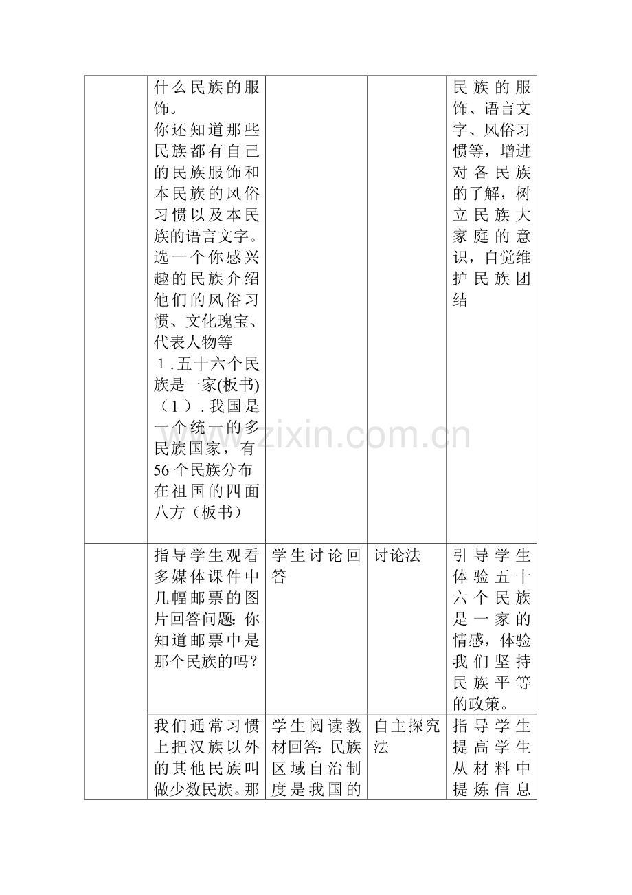 统一的多民族国家 表格式教学设计.doc_第2页