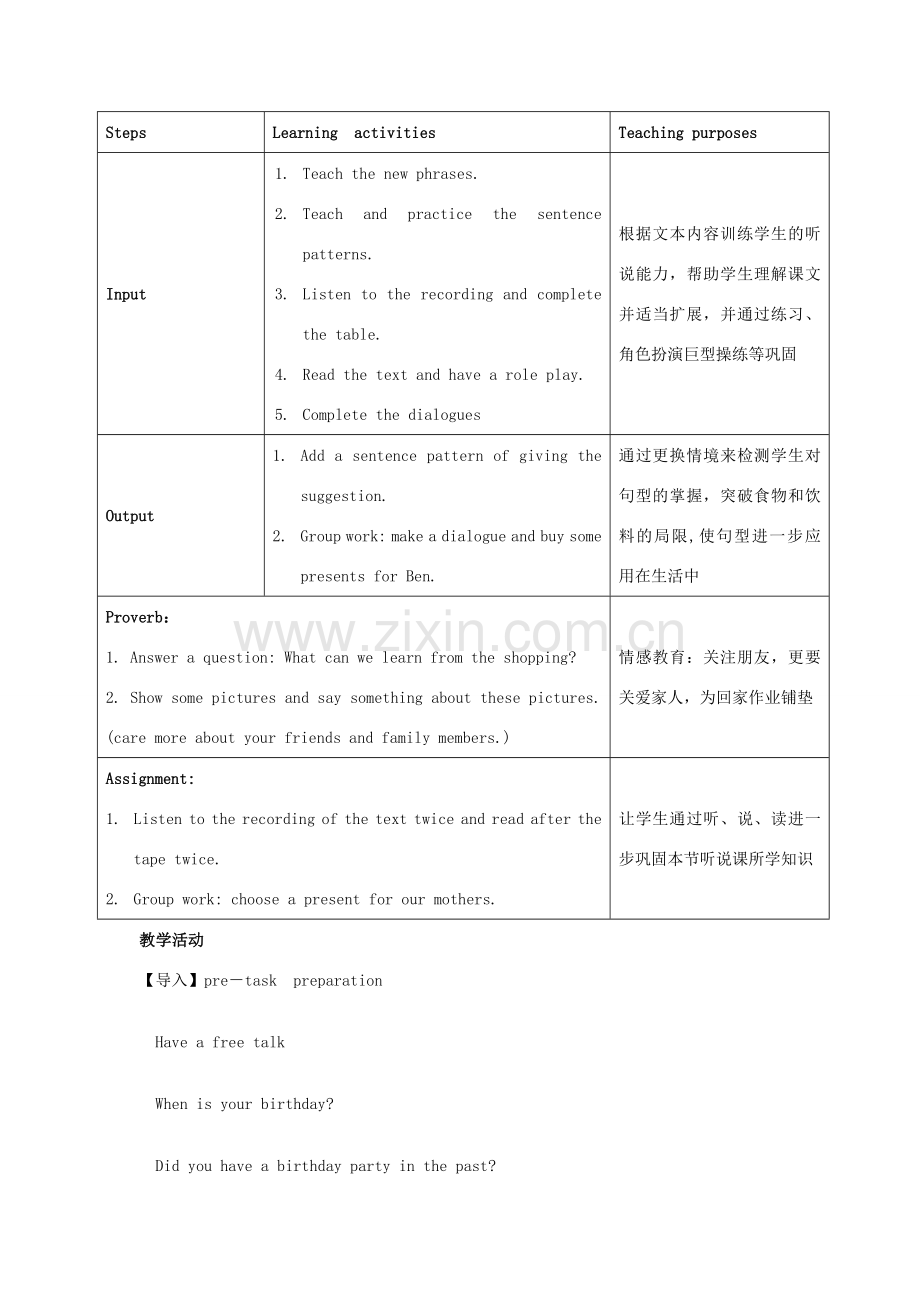 七年级英语上册 Unit 10 A birthday party教学设计 牛津上海版-牛津上海版初中七年级上册英语教案.doc_第2页