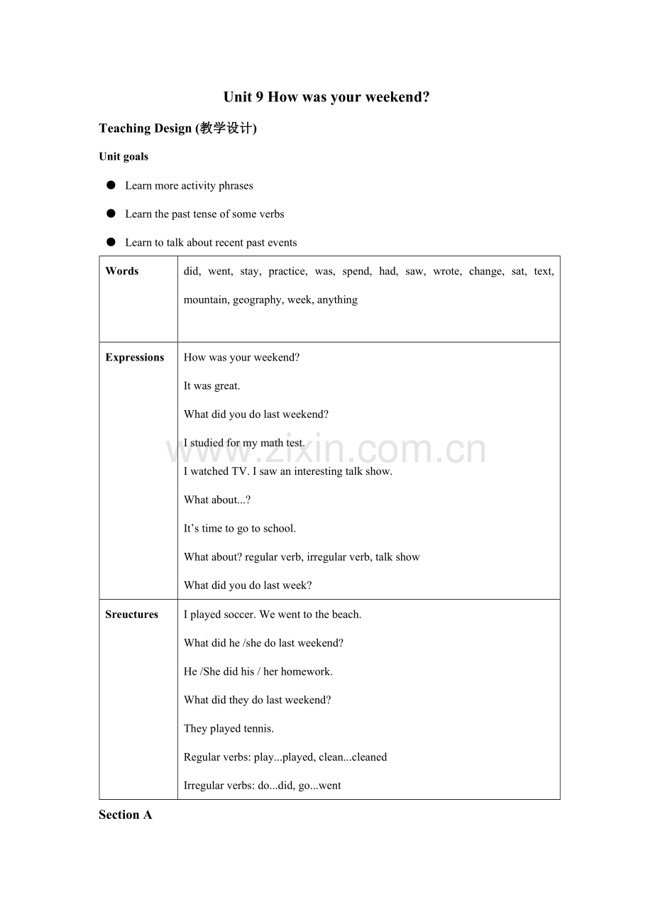 七年级下英语 Unit 9 教案人教版.doc_第1页