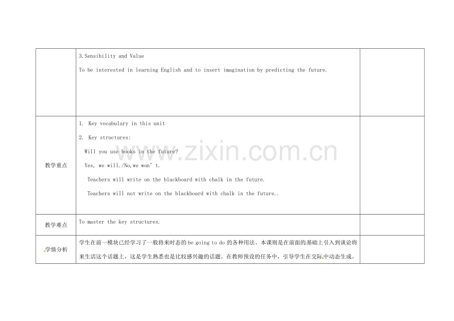 四川省华蓥市明月镇七年级英语下册 Module 4 Life in the future Unit 1 Everyone will study at home教案 （新版）外研版.doc_第2页