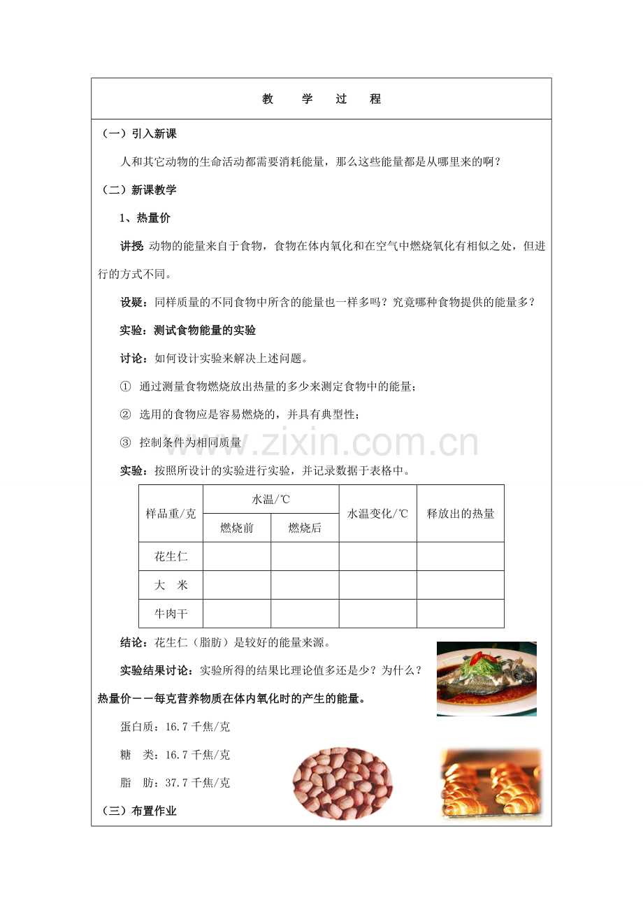 九年级科学上册 4.1食物与摄食教案 浙教版.doc_第2页