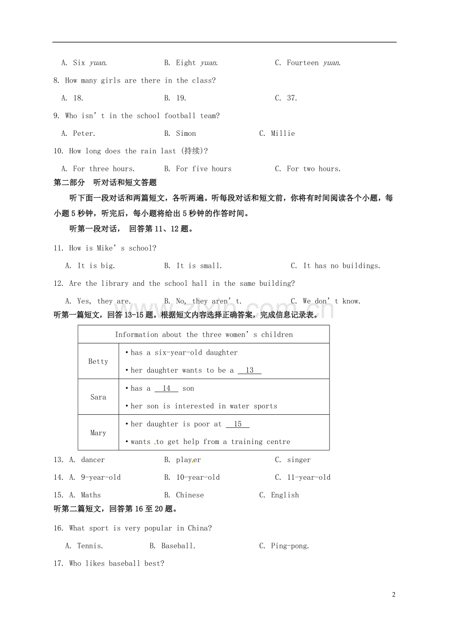 七年级英语上学期期中试题 牛津译林版.doc_第2页