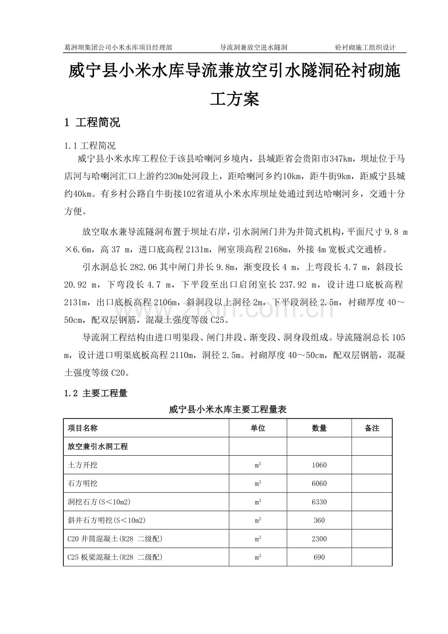 砼衬砌施工组织设计.doc_第1页