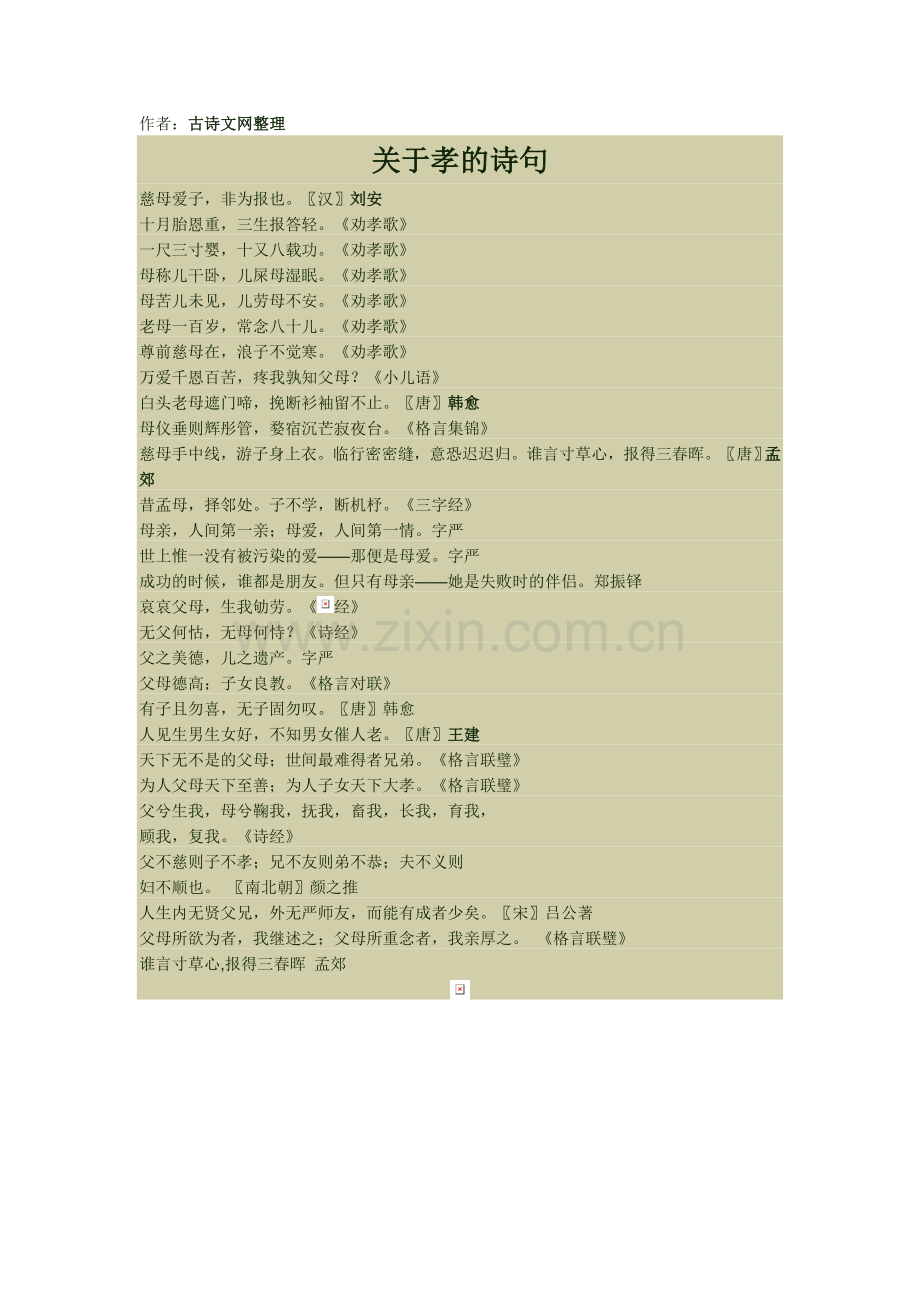 关于孝的诗句.doc_第1页
