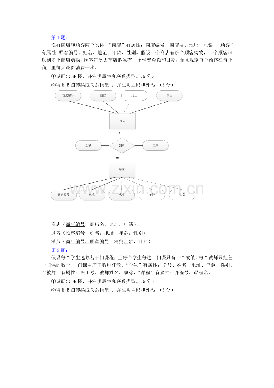 数据库 10个ER图练习题(只有ER图).doc_第1页