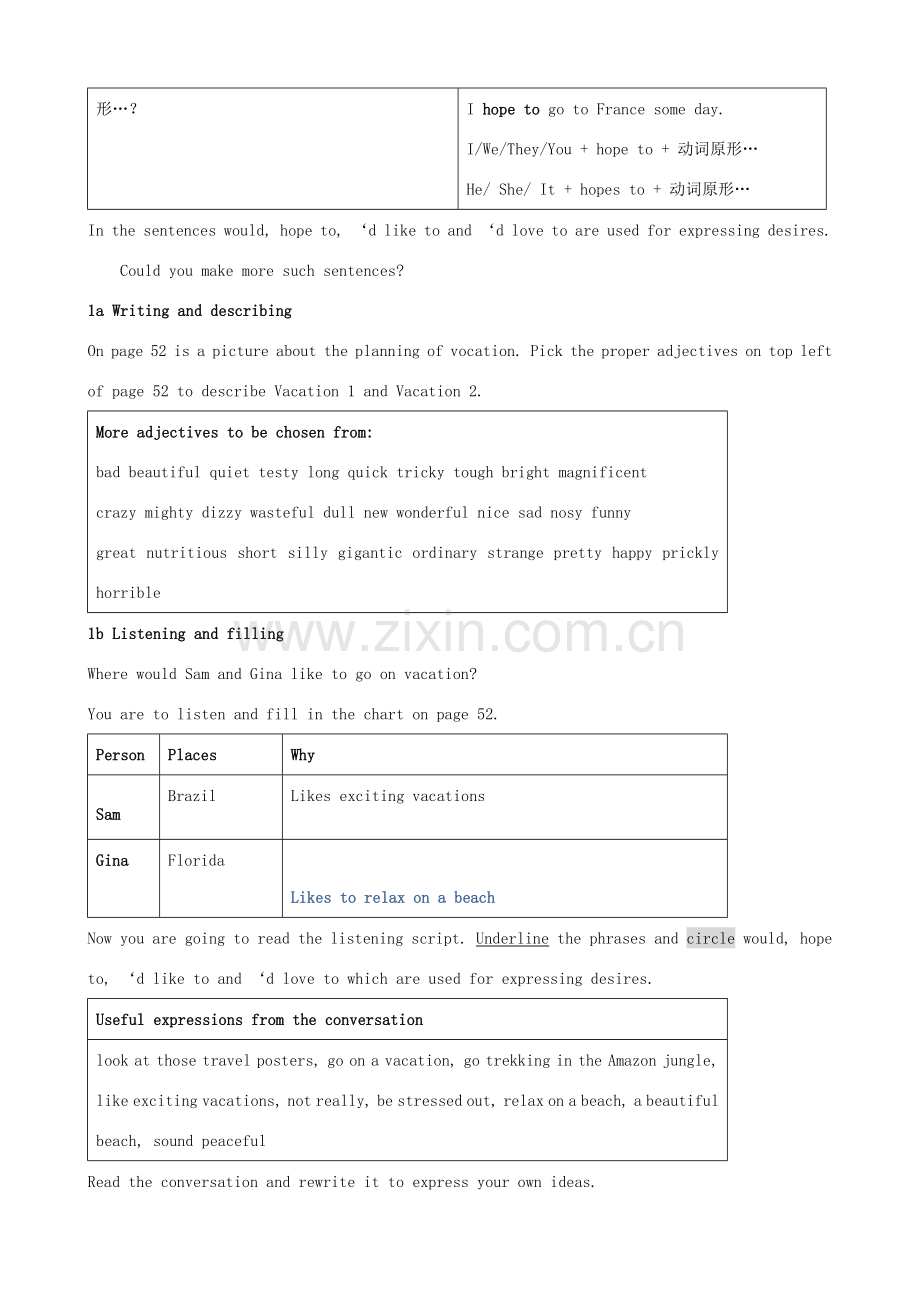 九年级英语全册 Unit 7 Where would you like to visit教案 人教新目标版.doc_第2页