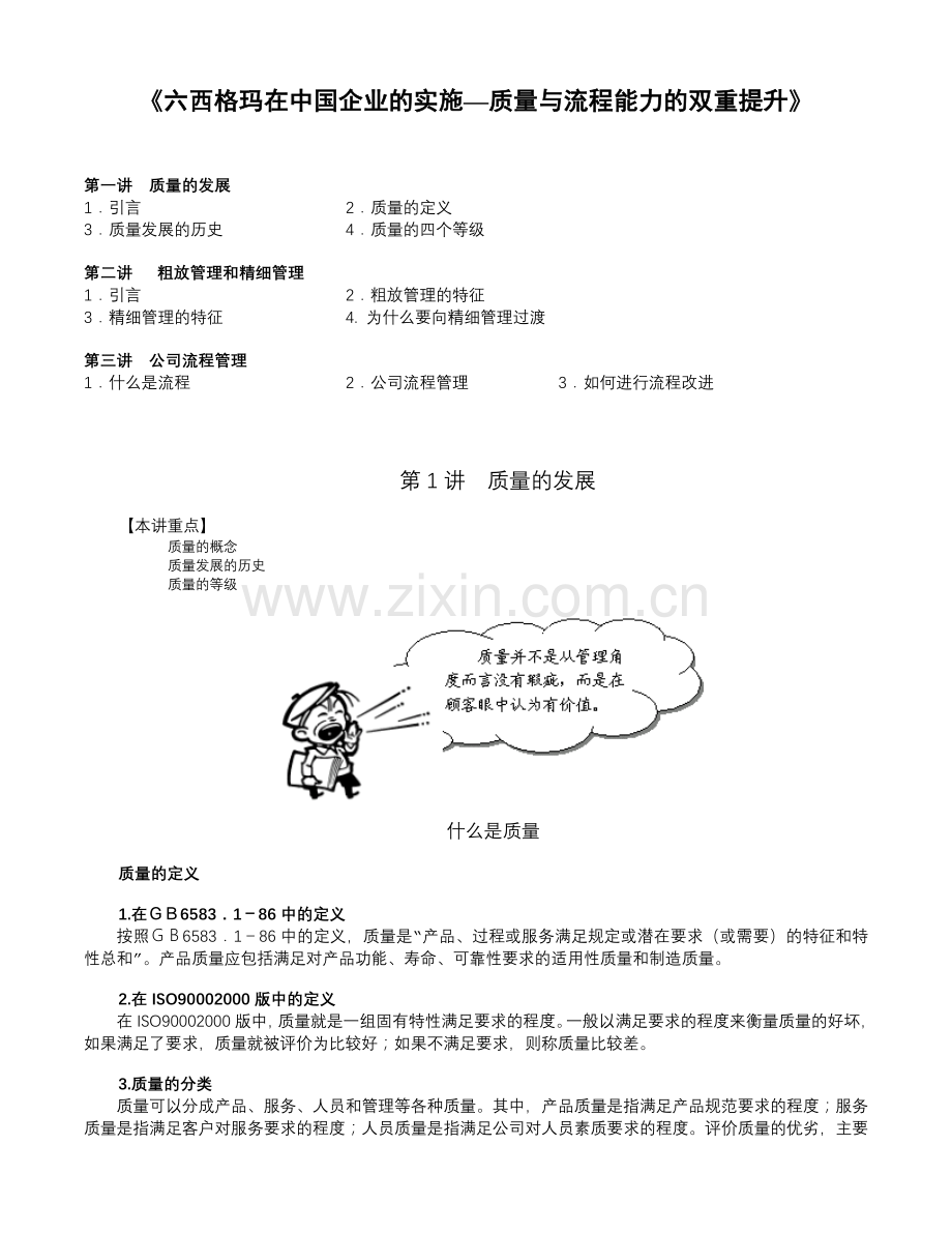 六西格玛在中国企业的实施(doc 14)质量与流程的双重提升(部分).docx_第1页
