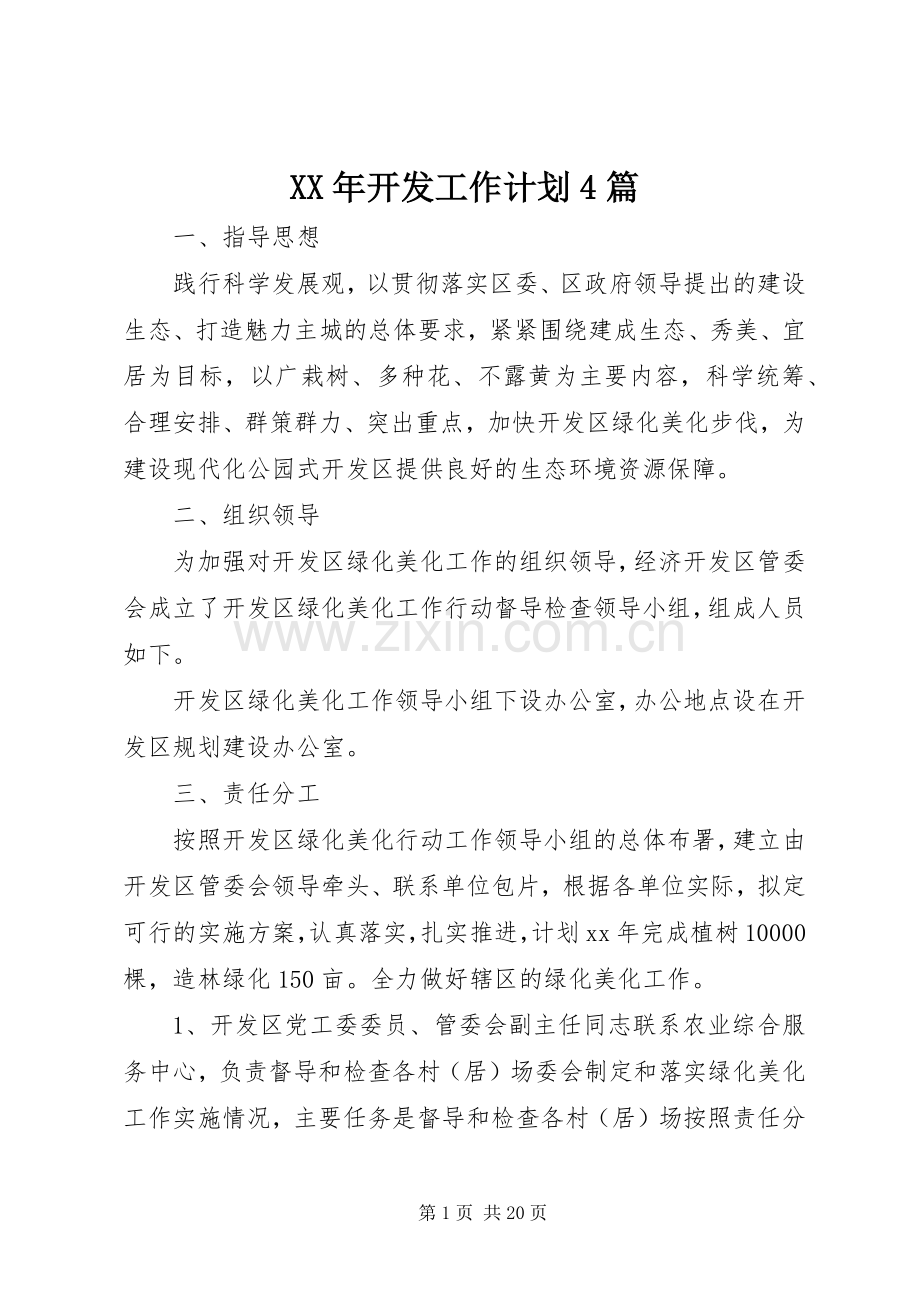XX年开发工作计划4篇.docx_第1页