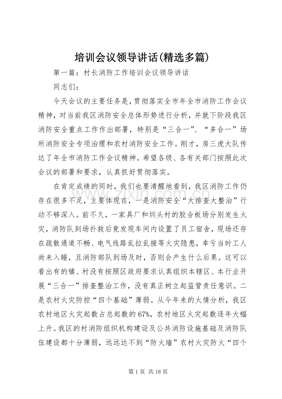 培训会议领导讲话发言(多篇)_1.docx_第1页