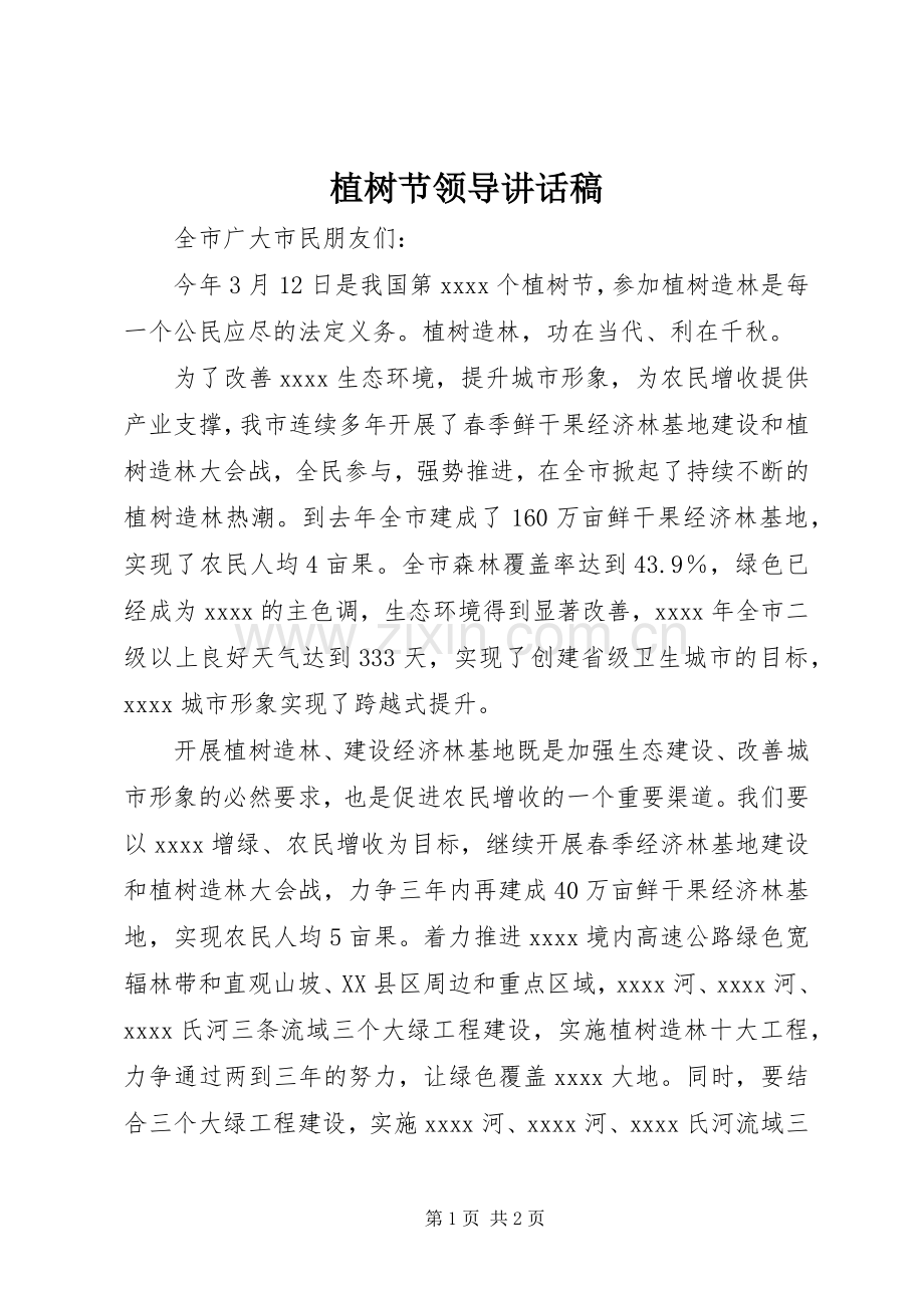 植树节领导的的讲话稿.docx_第1页
