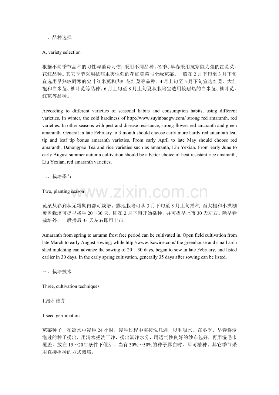 苋菜种植技术要点.doc_第1页