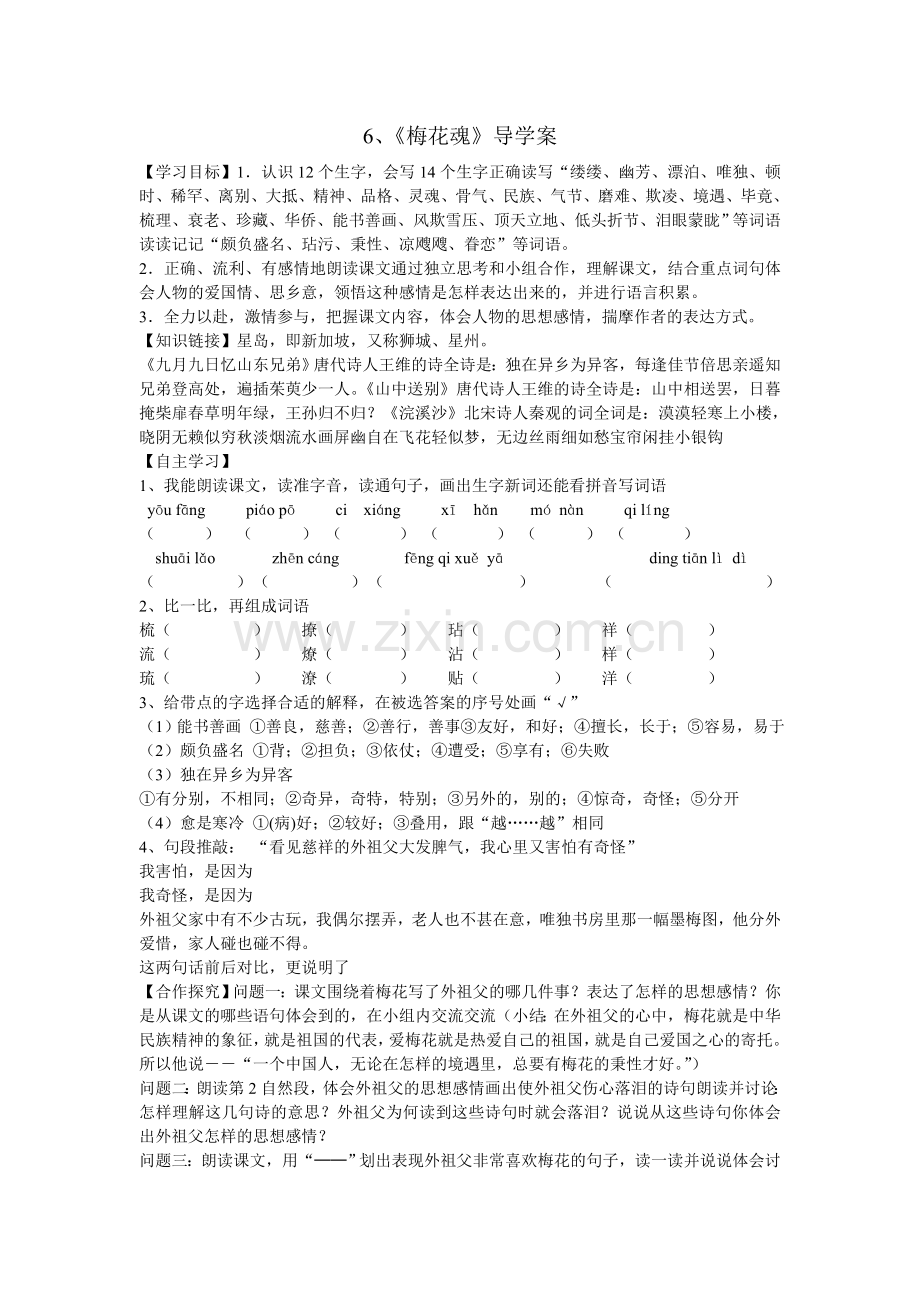 梅花魂导学案.doc_第1页