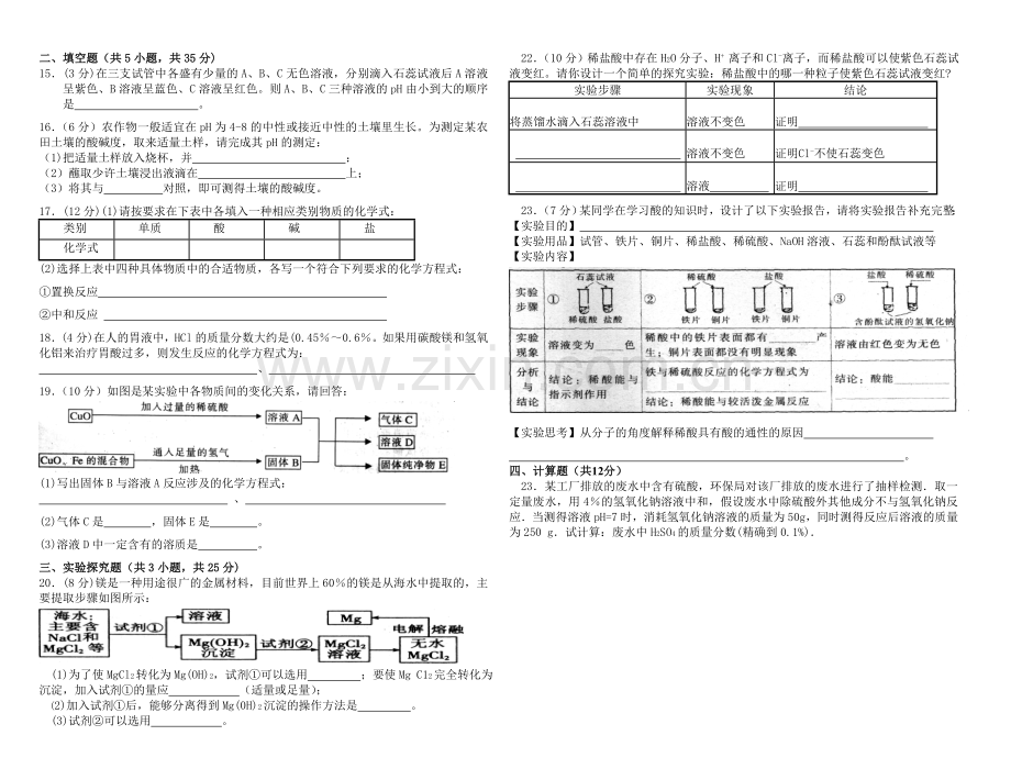 第十单元酸和碱测验试卷.doc_第2页