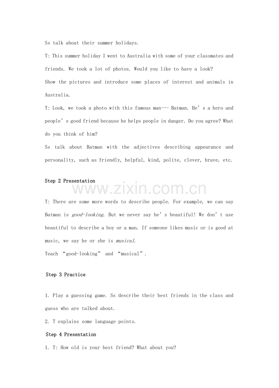 江苏省灌云县穆圩中学八年级英语上册 Unit1 Friends教案 牛津版.doc_第2页