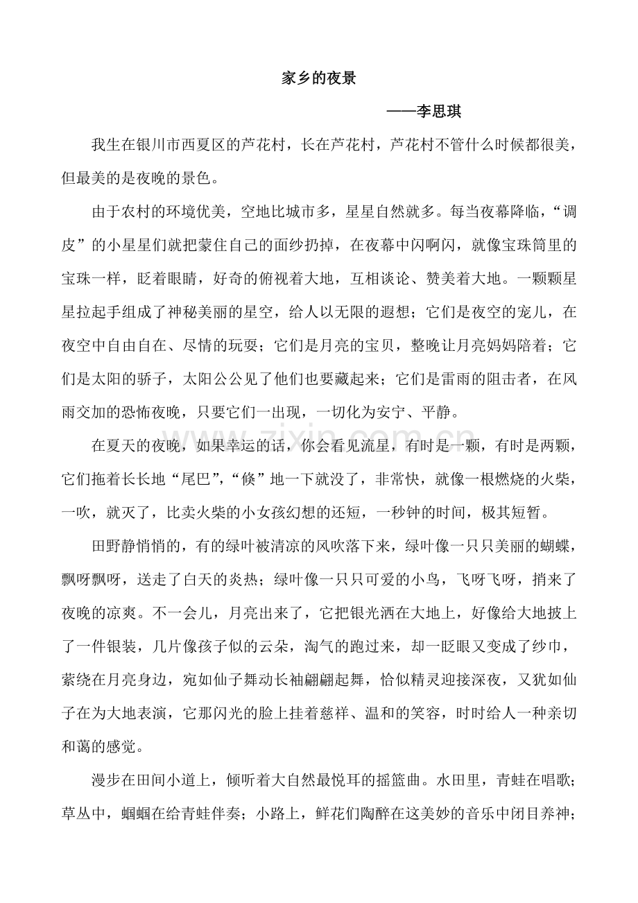 家乡的夜景.doc_第1页