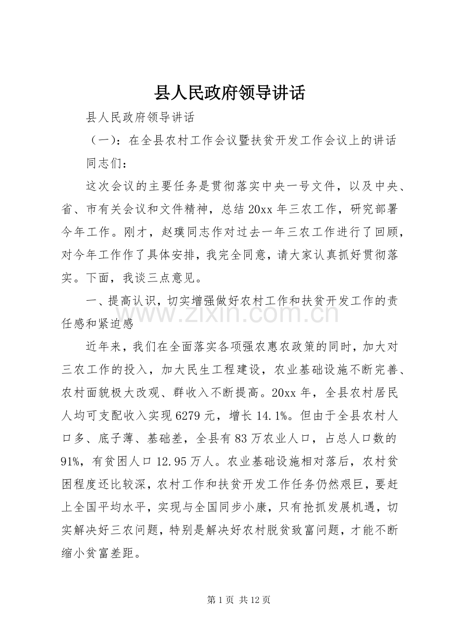 县人民政府领导讲话发言.docx_第1页