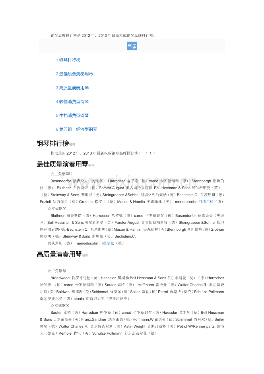 钢琴品牌介绍.docx_第1页