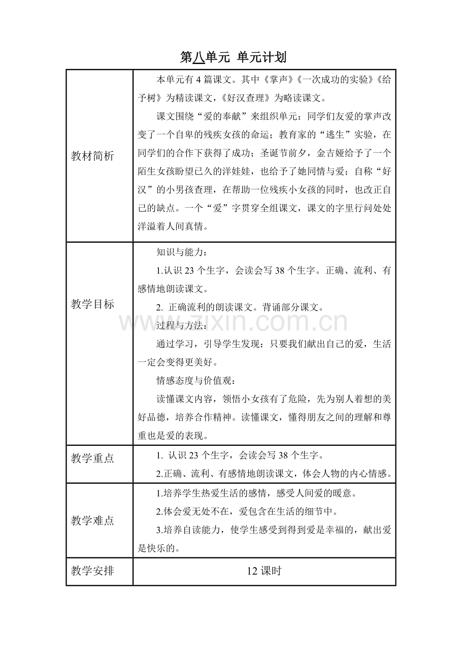 第八单元单元计划.doc_第1页