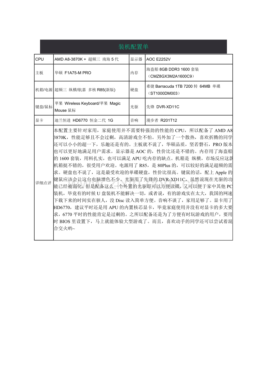 装机配置单.doc_第1页