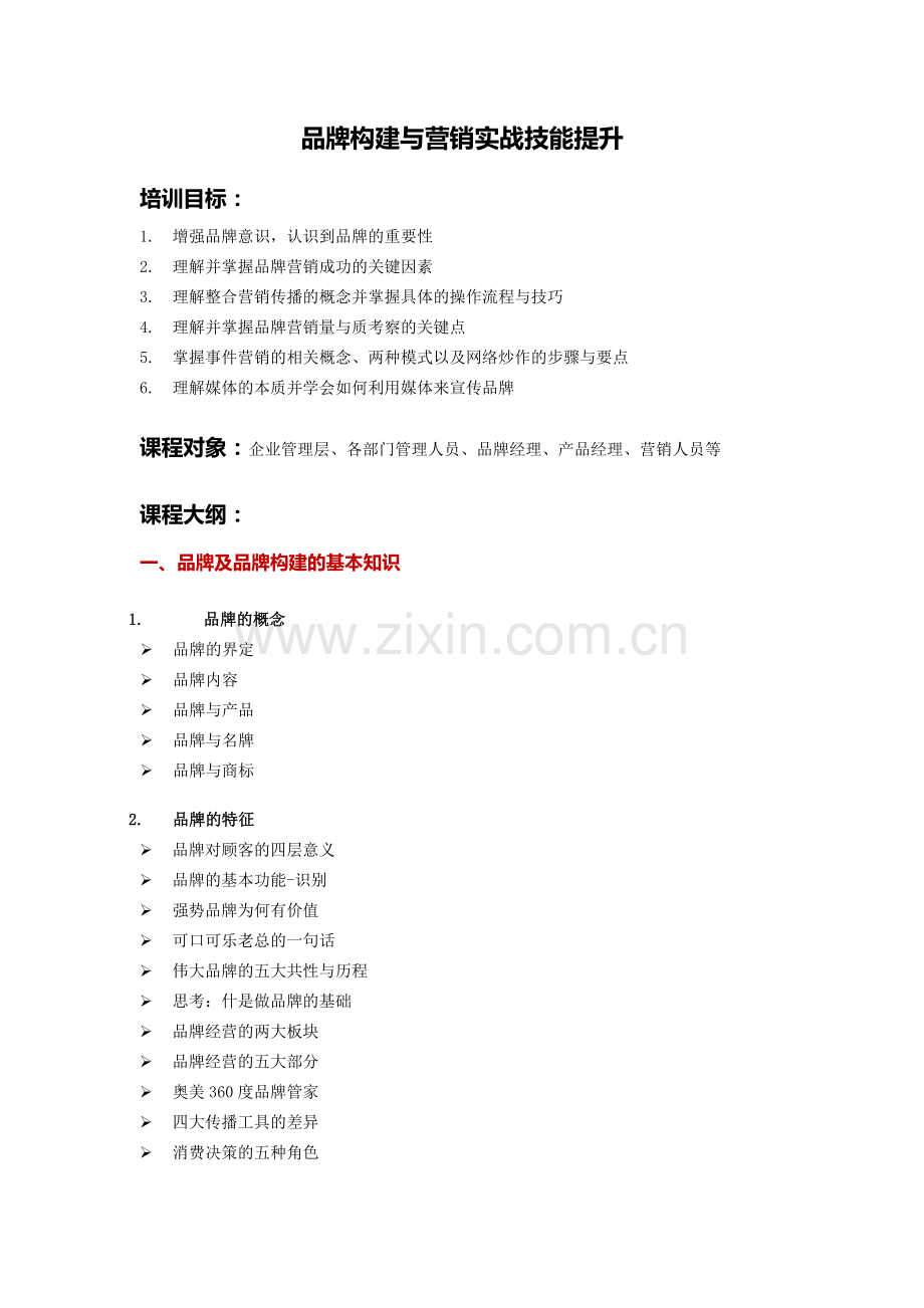品牌构建与营销实战提升训练.docx_第1页