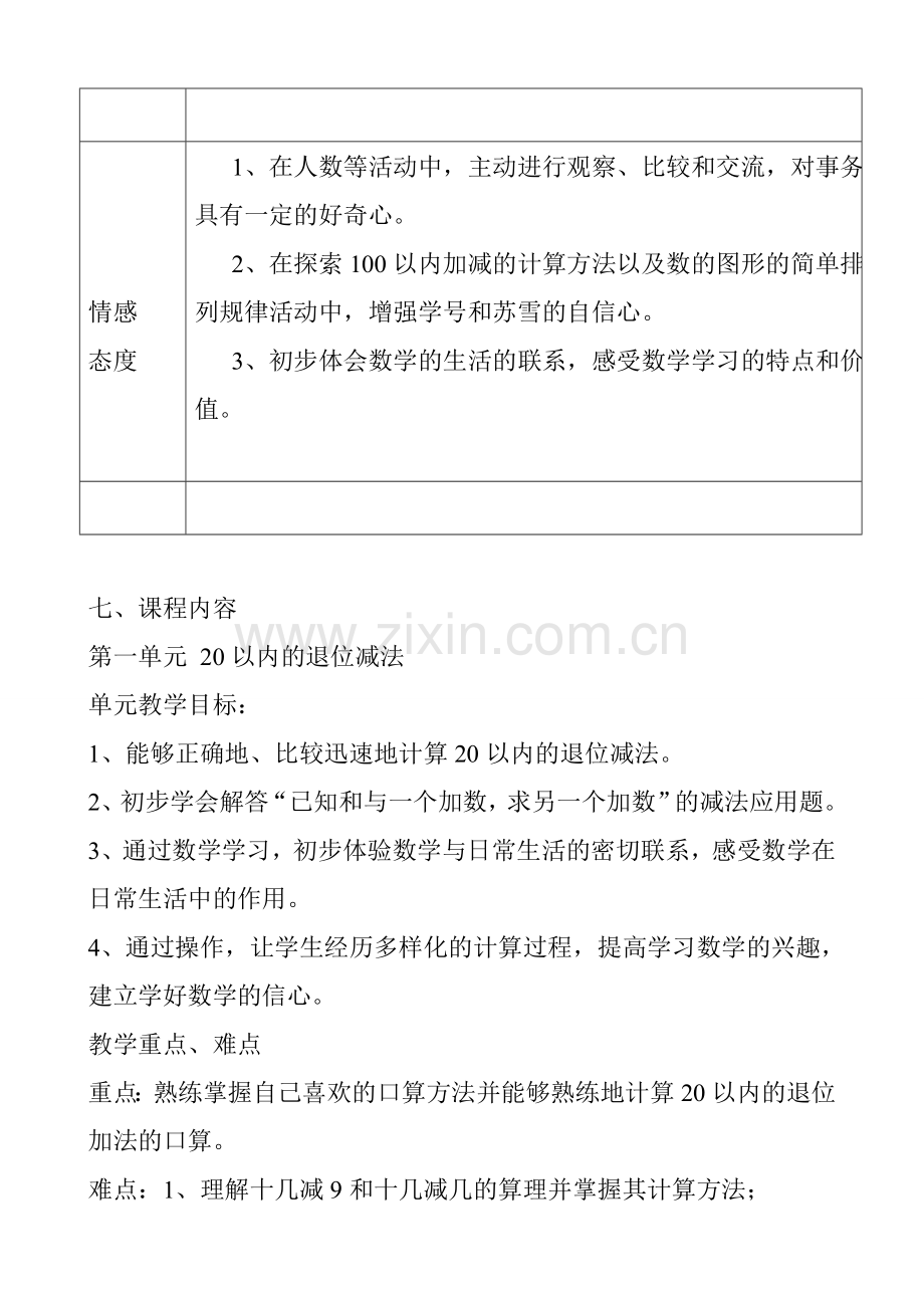 课程说明书(一年级数学下册).doc_第2页