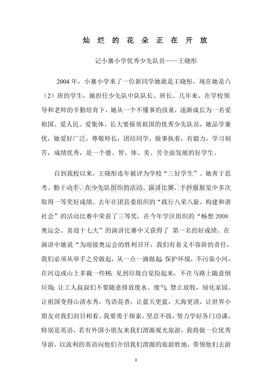 灿烂的花朵正在开放.doc_第1页