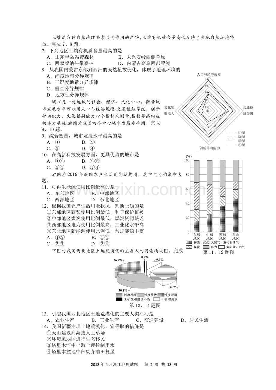2018年4月浙江省选考地理试卷(高清重绘最终定稿附答案)4.13.doc_第2页