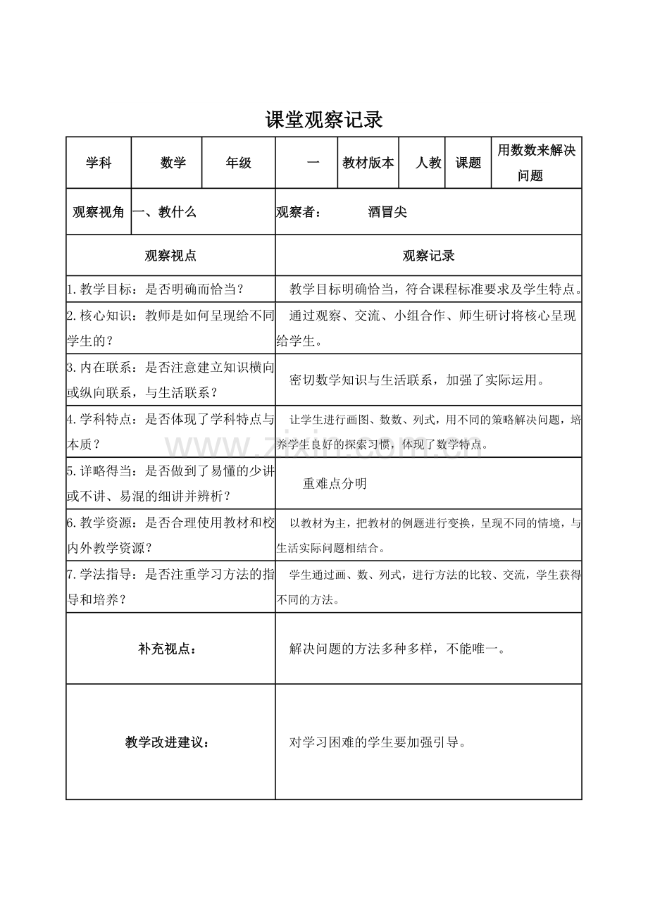 酒冒尖课堂观察记录.doc_第1页