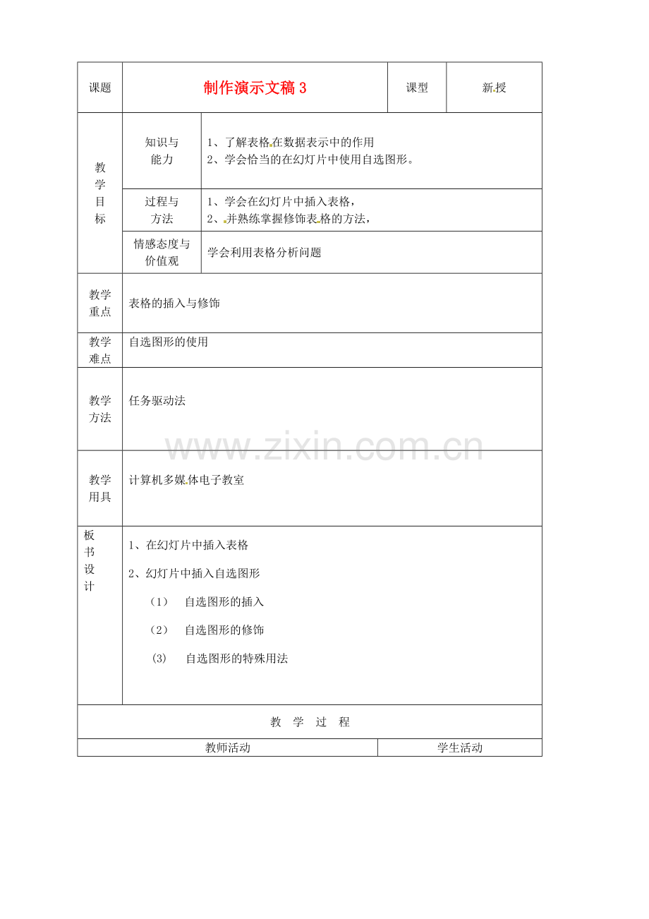山东省烟台20中中学初中信息技术 《制作演示文稿》教案（3）.doc_第1页