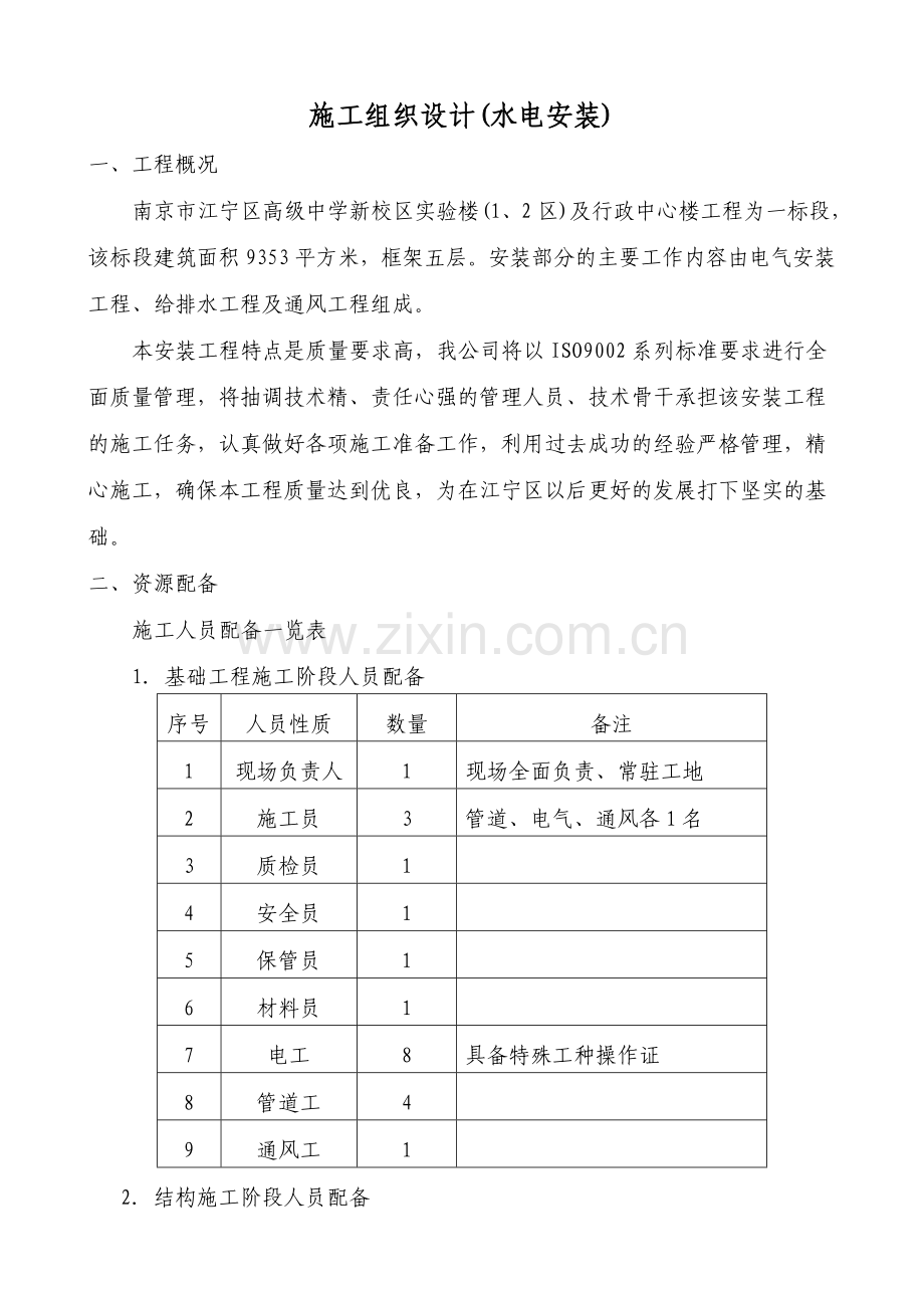 江宁施工组织设计(水电1、2区).doc_第1页