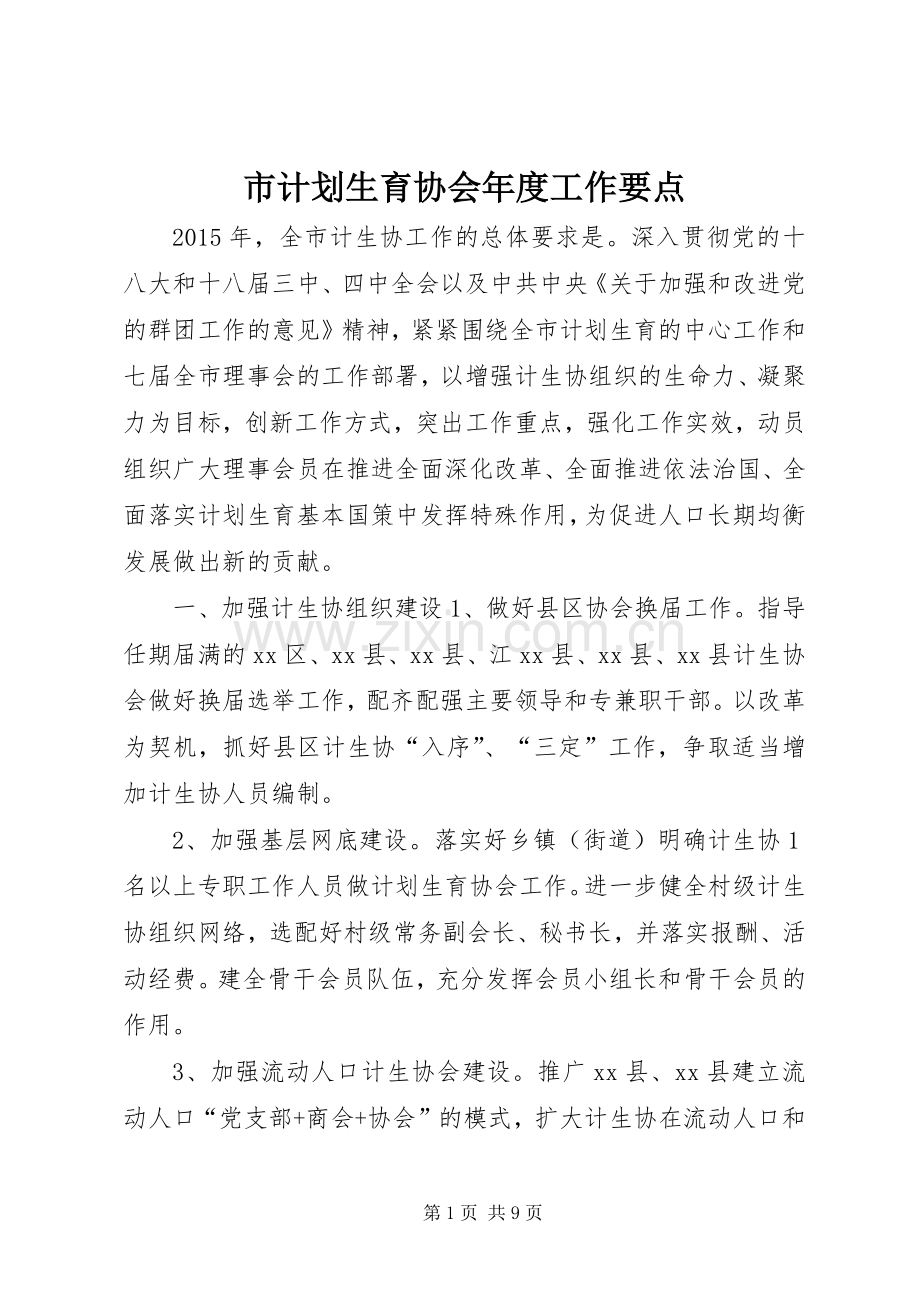 市计划生育协会年度工作要点(2).docx_第1页