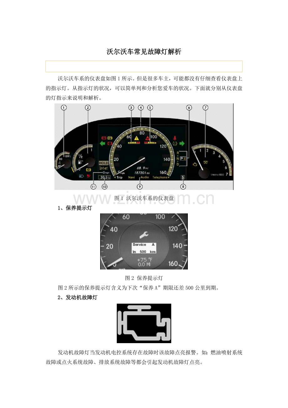 沃尔沃车常见故障灯解析.doc_第1页