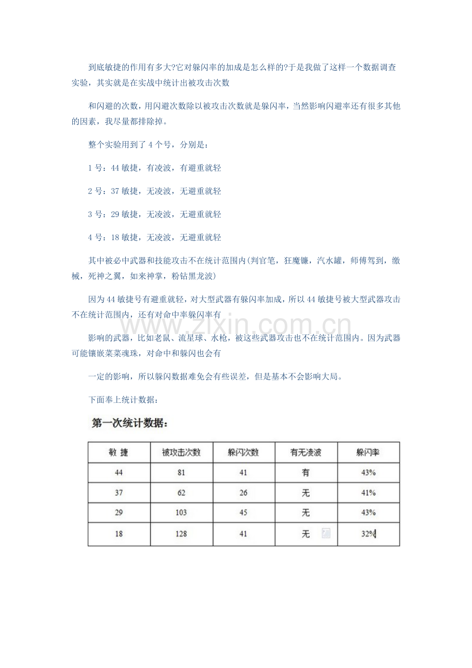 Q宠大乐斗敏捷与躲闪率实战统计数据.doc_第1页