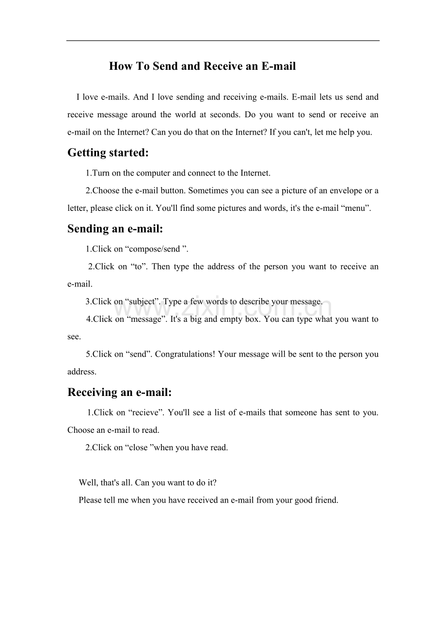 【素材】Unit-4-Lesson-22-文本How-To-Send-and-Recieve-an-E-mail(冀教)-1.doc_第1页