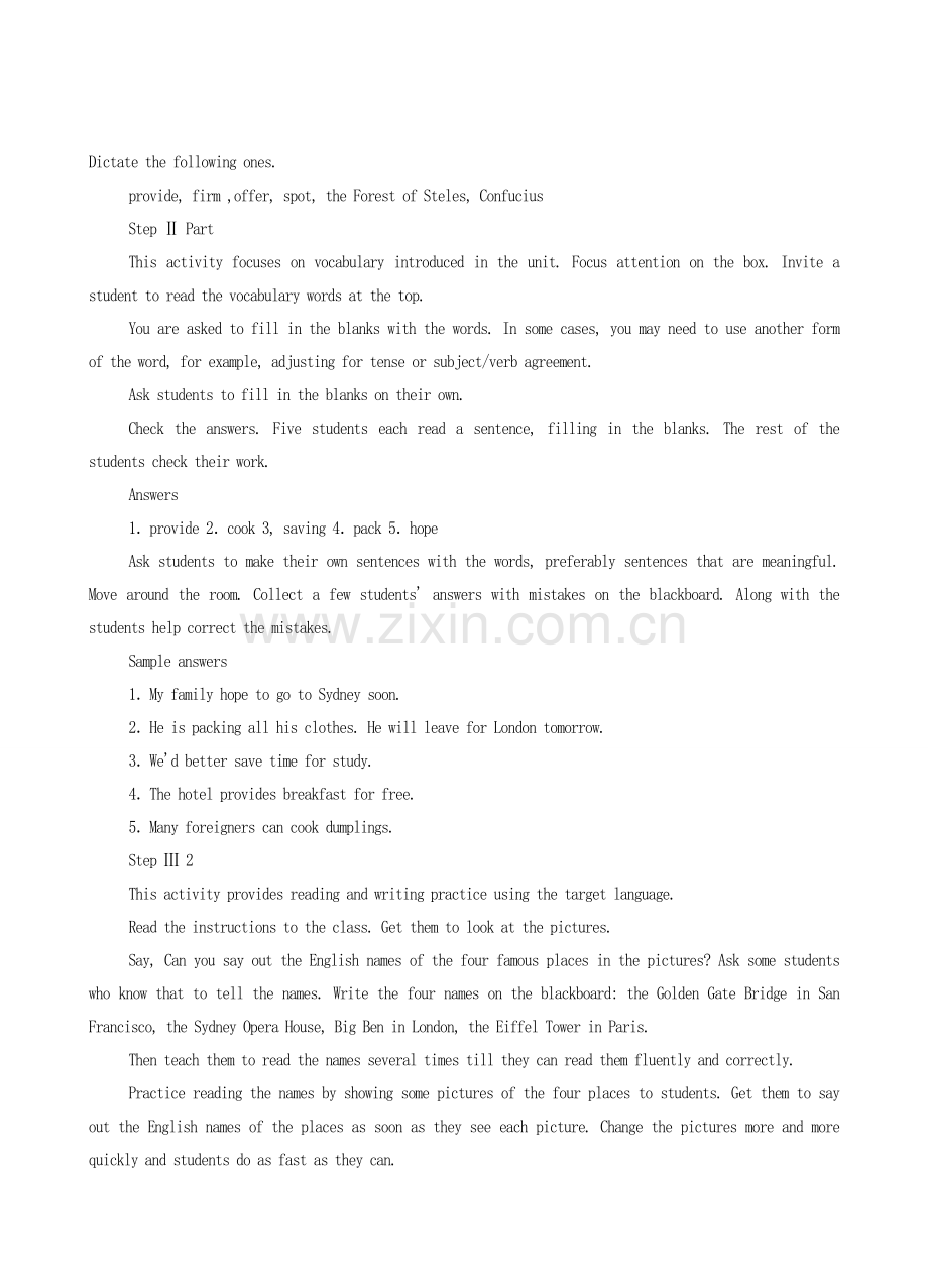 九年级英语全册 Unit 7 Where would you like to visit？The Sixth Period教案 人教新目标版.doc_第2页