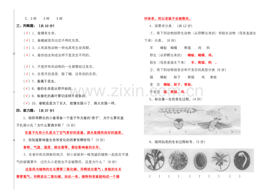 小学2014—2015学年度第二学期三年级第二单元复习卷.doc_第2页