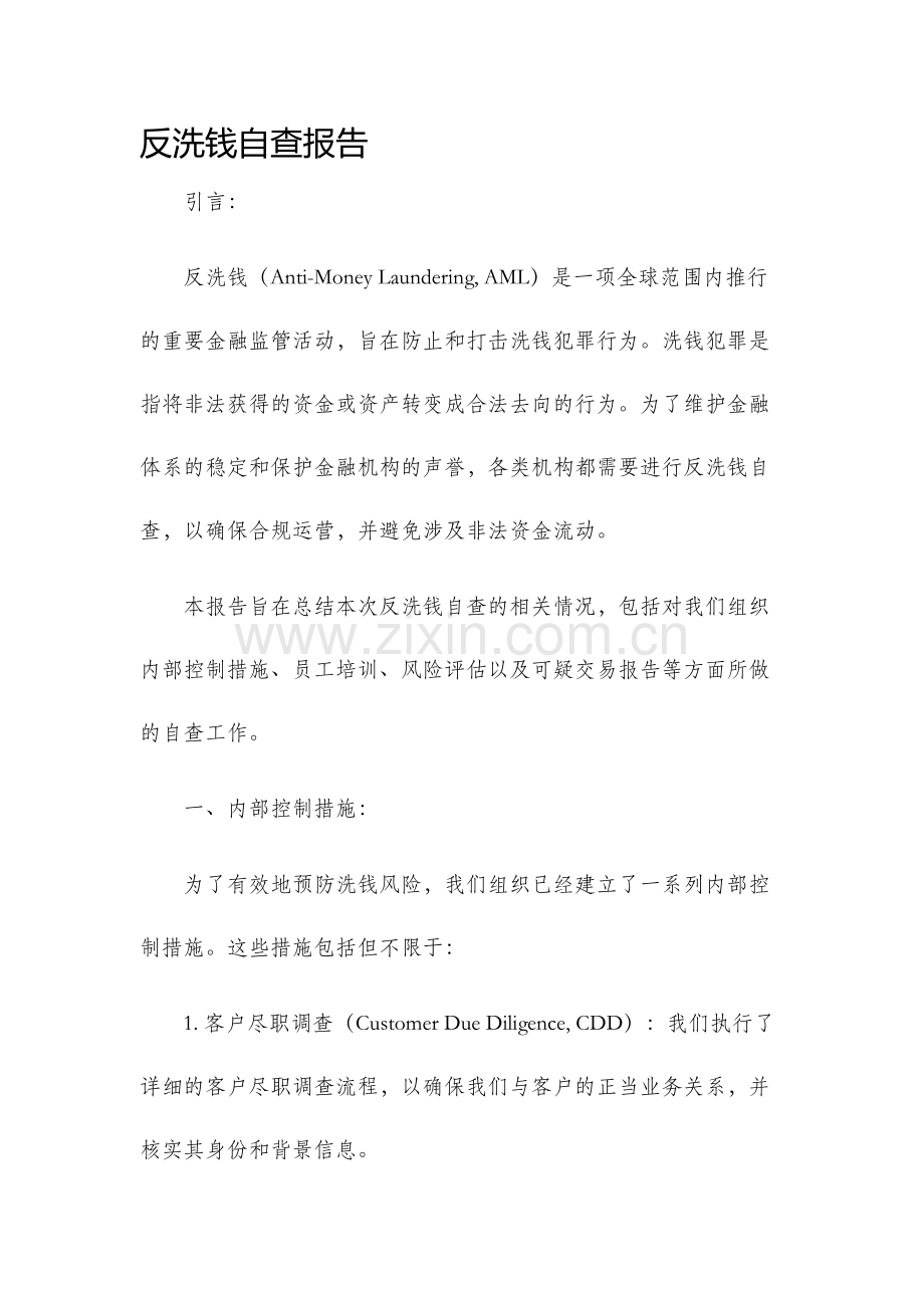 反洗钱自查报告.docx_第1页