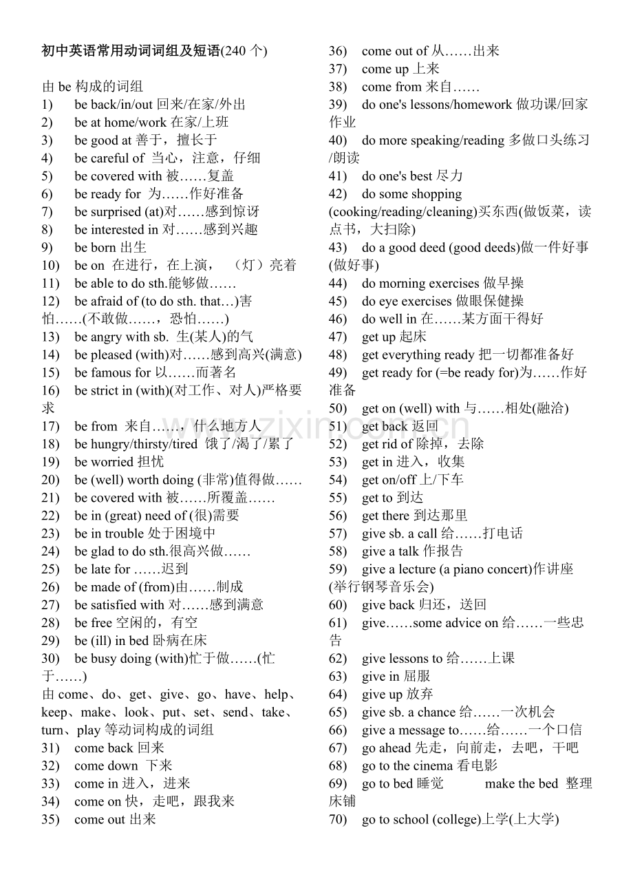 初中英语常用动词词组及短语.doc_第1页